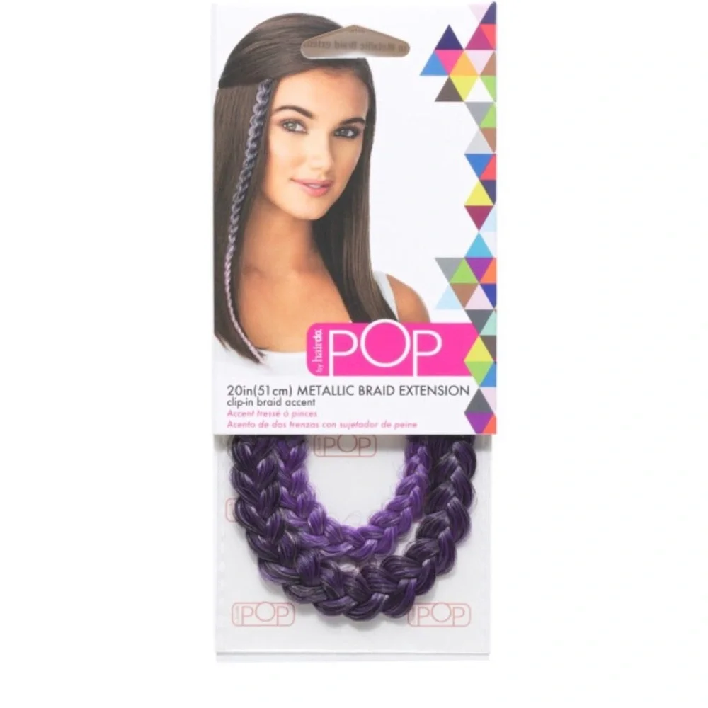 Pop by Hairdo 20” Pink Hair Extension Metallic Clip In Braid Extension Gift NEW!